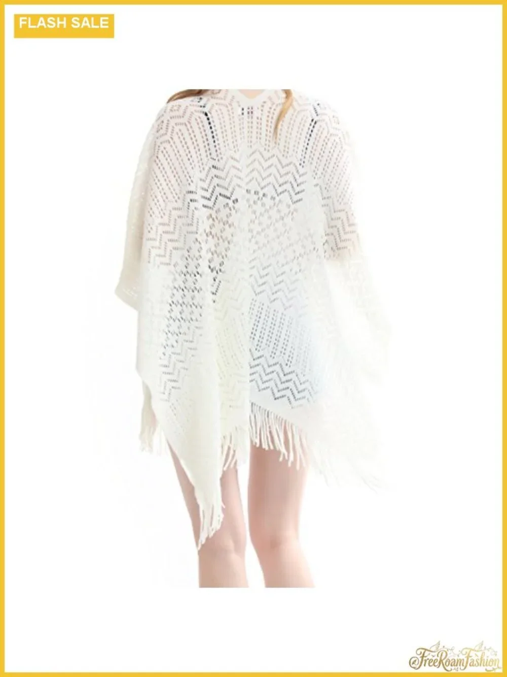 Womens Knit Poncho Shawl Wrap Fringe Cape Cardigan 100% Acrylic Lightweight